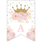 ピンク金ゴールド王室のクラウンプリンセスハッピーバースデー バンティングフラッグ (第3の旗)