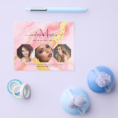 ピンク金ゴールド瑪瑙メイクアップアーティスト写真水彩色 チラシ (シングル)