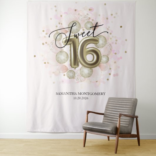 ピンク金ゴールド甘い16背景 タペストリー (インサイチュ)