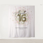 ピンク金ゴールド甘い16背景 タペストリー (正面)