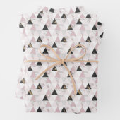 ピンク金ゴールド白黒マーブルジオメトリック誕生日 ラッピングペーパーシート (インサイチュ)