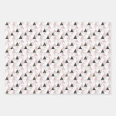 ピンク金ゴールド白黒マーブルジオメトリック誕生日 ラッピングペーパーシート (正面)