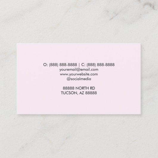 ピンク金ゴールド白黒水玉模様ブラシストローク 名刺 (裏面)