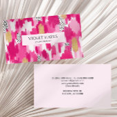 ピンク金ゴールド白黒水玉模様ブラシストローク 名刺