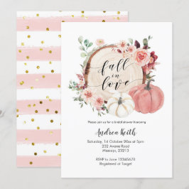 ピンク金ゴールド秋インラブパンプキンブライダルシャワー招待 招待状