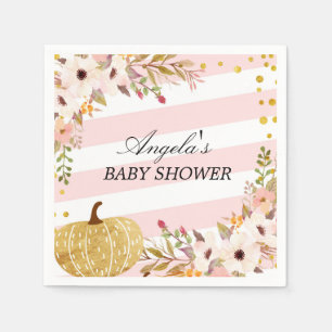 ピンク金ゴールド秋パンプキンカクテル紙ナプキンス スタンダードカクテルナプキン