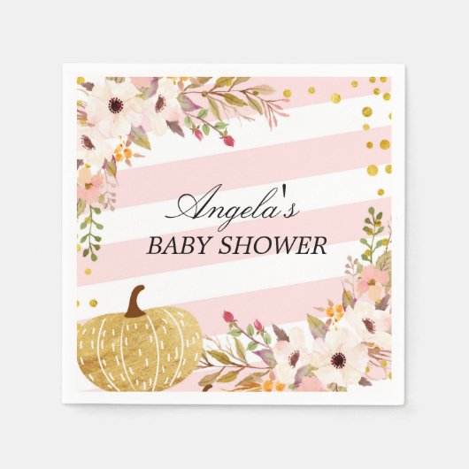 ピンク金ゴールド秋パンプキンカクテル紙ナプキンス スタンダードカクテルナプキン (正面)