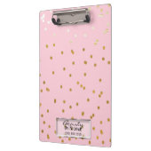 ピンク金ゴールド紙吹雪ドエレガントットグラパーソナライズされたム クリップボード (左)