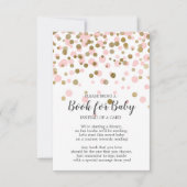 ピンク金ゴールド紙吹雪ベビーシャワーベビー本 招待状 (正面)