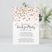 ピンク金ゴールド紙吹雪ベビーシャワーベビー本 招待状 (スタンド正面)