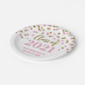 ピンク金ゴールド紙吹雪卒業2021 ペーパープレート (アングル)