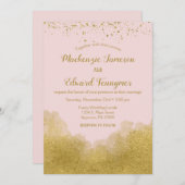 ピンク金ゴールド紙吹雪結婚式招待状 エレガント 招待状 (正面/裏面)