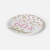 ピンク金ゴールド紙吹雪60と素晴らしい ペーパープレート (アングル)