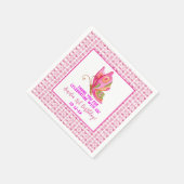 ピンク金ゴールド紫エレガント蝶ガール誕生日 スタンダードカクテルナプキン (角)