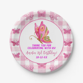 ピンク金ゴールド紫エレガント蝶ガール誕生日 ペーパープレート