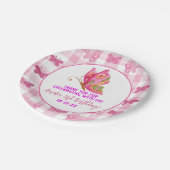 ピンク金ゴールド紫エレガント蝶ガール誕生日 ペーパープレート (アングル)