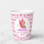 ピンク金ゴールド紫エレガント蝶ガール誕生日 紙コップ (裏面)