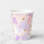 ピンク金ゴールド紫バタフライベビーシャワー 紙コップ (右)