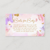 ピンク金ゴールド紫色の蝶の本ベビー エンクロージャーカード (正面)