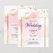 ピンク金ゴールド結婚のアルコールインク抽象芸術 (正面/裏面)