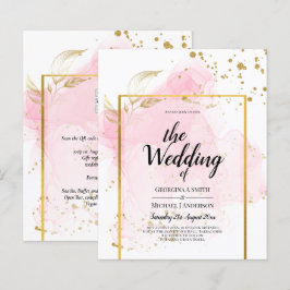 ピンク金ゴールド結婚のアルコールインク抽象芸術