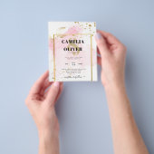 ピンク金ゴールド結婚のアルコールインク抽象芸術 チラシ (手)