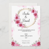 ピンク金ゴールド結婚式招待状 招待状 (正面/裏面)