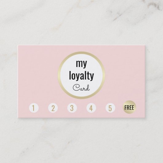 ピンク金ゴールド美しいサロンお客様ロイヤリティ6パンチ ロイヤリティカード (正面)