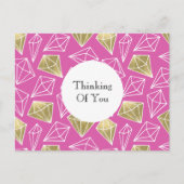 ピンク金ゴールド考えダイヤモンド ポストカード (正面)