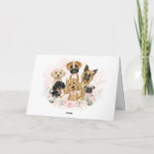 ピンク金ゴールド花子犬ペットドッグ誕生日ありがとう カード (裏面)