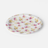 ピンク金ゴールド花柄ベビーシャワー ペーパープレート (アングル)