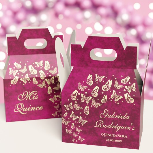 ピンク金ゴールド蝶15th誕生日パーティー15日 フェイバーボックス