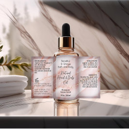 ピンク金ゴールド製品ラベル4oz油スポイトまたはボトル 長方形シール