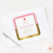 ピンク金ゴールド製品包装ラベル簡単カスタム文字 スクエアシール (封筒)