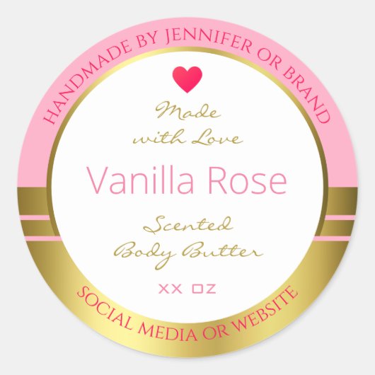ピンク金ゴールド製品包装ラベル簡単カスタム文字 ラウンドシール (正面)