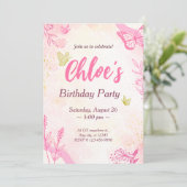 ピンク金ゴールド誕生日 招待状 (スタンド正面)