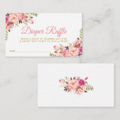 ピンク金ゴールド赤ちゃんシャワーおむつラッフルチケットカード エンクロージャーカード (正面/裏面)