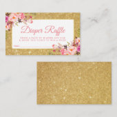 ピンク金ゴールド赤ちゃんシャワーおむつラッフルチケットカードP エンクロージャーカード (正面/裏面)