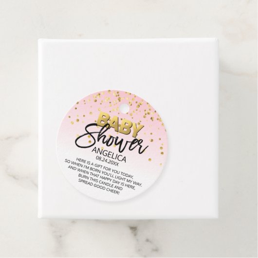 ピンク金ゴールド赤ちゃんシャワーキャンドルヴォティブ特典 フェイバータグ (インサイチュ)