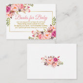 ピンク金ゴールド赤ちゃんシャワーブックベビーカード エンクロージャーカード (正面/裏面)
