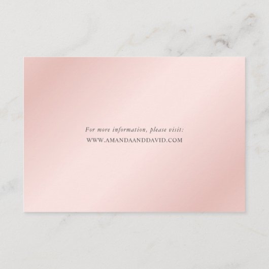 ピンク金ゴールド赤面エレガントウェディングアコモデーション エンクロージャーカード (裏面)