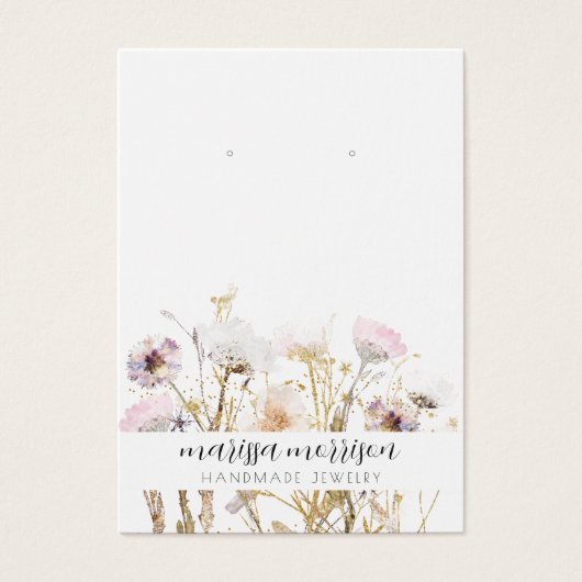 ピンク金ゴールド野草植物耳飾り (正面)