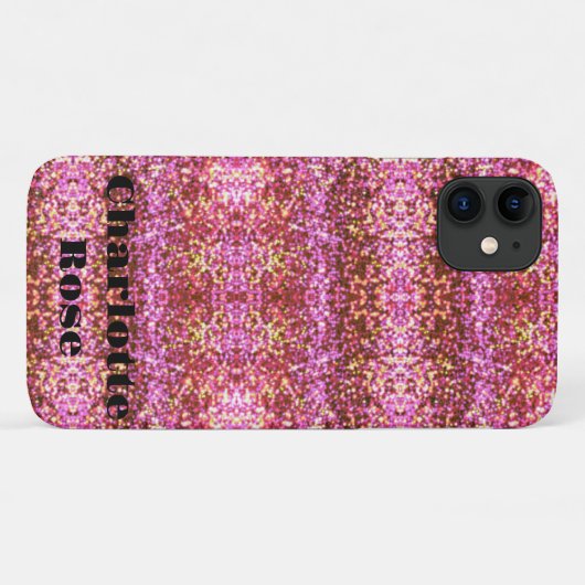 ピンク金ゴールド銀きらめく色のキラキラ模様 Case-Mate iPhoneケース (裏面(横))