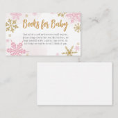 ピンク金ゴールド雪片ベビーシャワーブックベビー エンクロージャーカード (正面/裏面)