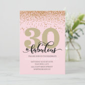 ピンク金ゴールド30と素晴らしい誕生日パーティー 招待状 (スタンド正面)