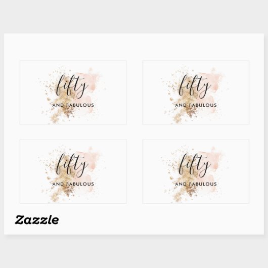 ピンク金ゴールド50と素晴らしい50誕生日 長方形シール (シート)