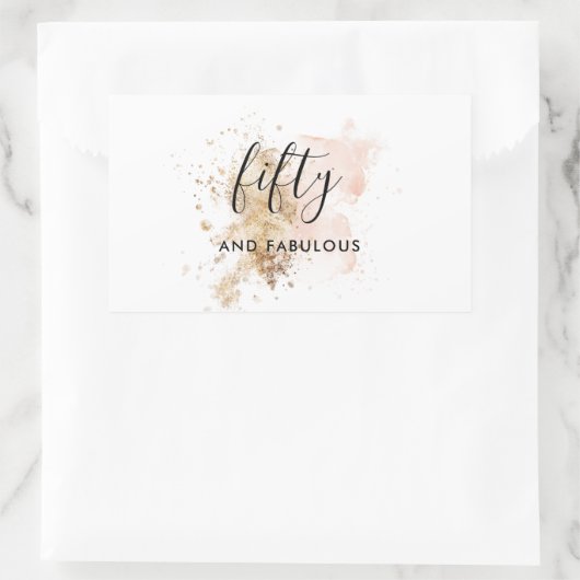 ピンク金ゴールド50と素晴らしい50誕生日 長方形シール (バッグ)