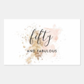 ピンク金ゴールド50と素晴らしい50誕生日 長方形シール (正面)