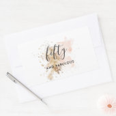 ピンク金ゴールド50と素晴らしい50誕生日 長方形シール (封筒)