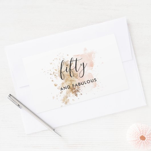 ピンク金ゴールド50と素晴らしい50誕生日 長方形シール (封筒)